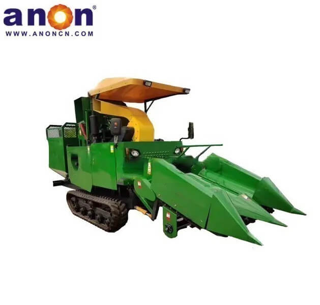ANON 2 Row Crawler Corn Harvester, mini corn harvester