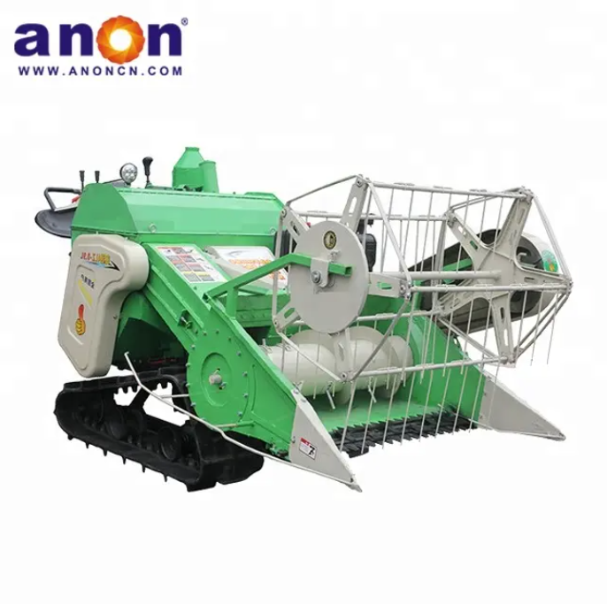 ANON paddy mini combine harvester propelled cereal paddy rice cutter