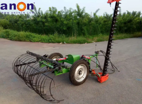 Hay straw cutting and rake machine farm grass raking machine mower with rake