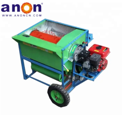 ANON Mini Manual Paddy Rice Thresher, Hordeum Broomcorn Sorghum Threshing Machine