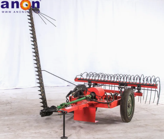 Hay straw cutting and rake machine farm grass raking machine mower with rake