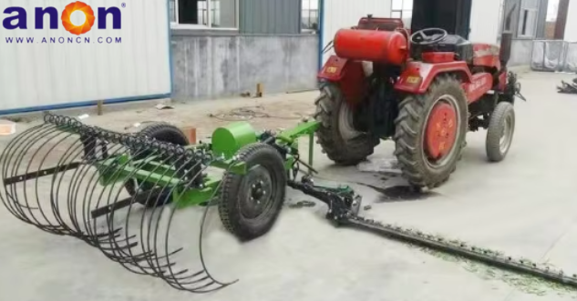 Hay straw cutting and rake machine farm grass raking machine mower with rake